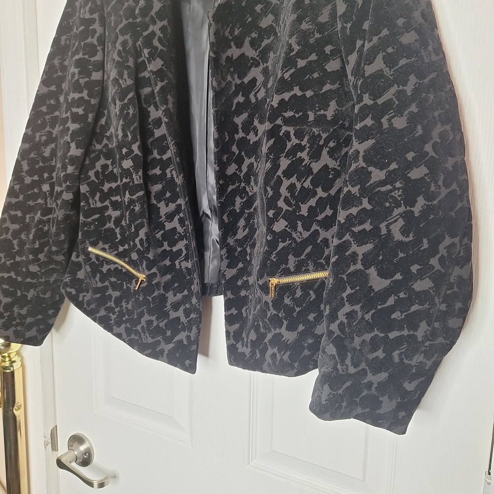 Calvin Klein Black Patterned Women's Jacket Size 16W - Picture 3 of 5